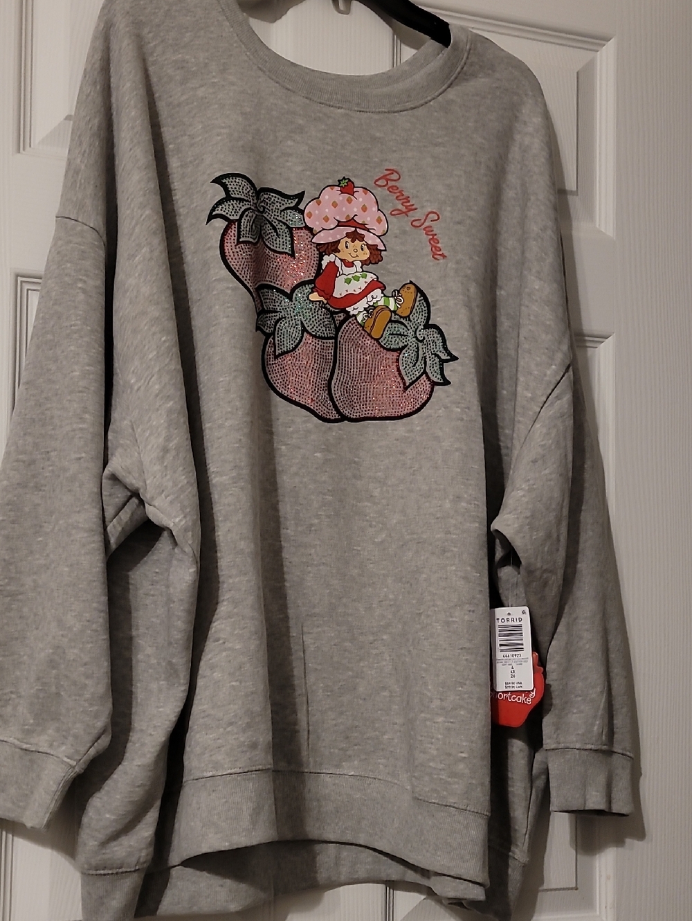 torrid Gray Sweatshirt with Pink Strawberry Graphic